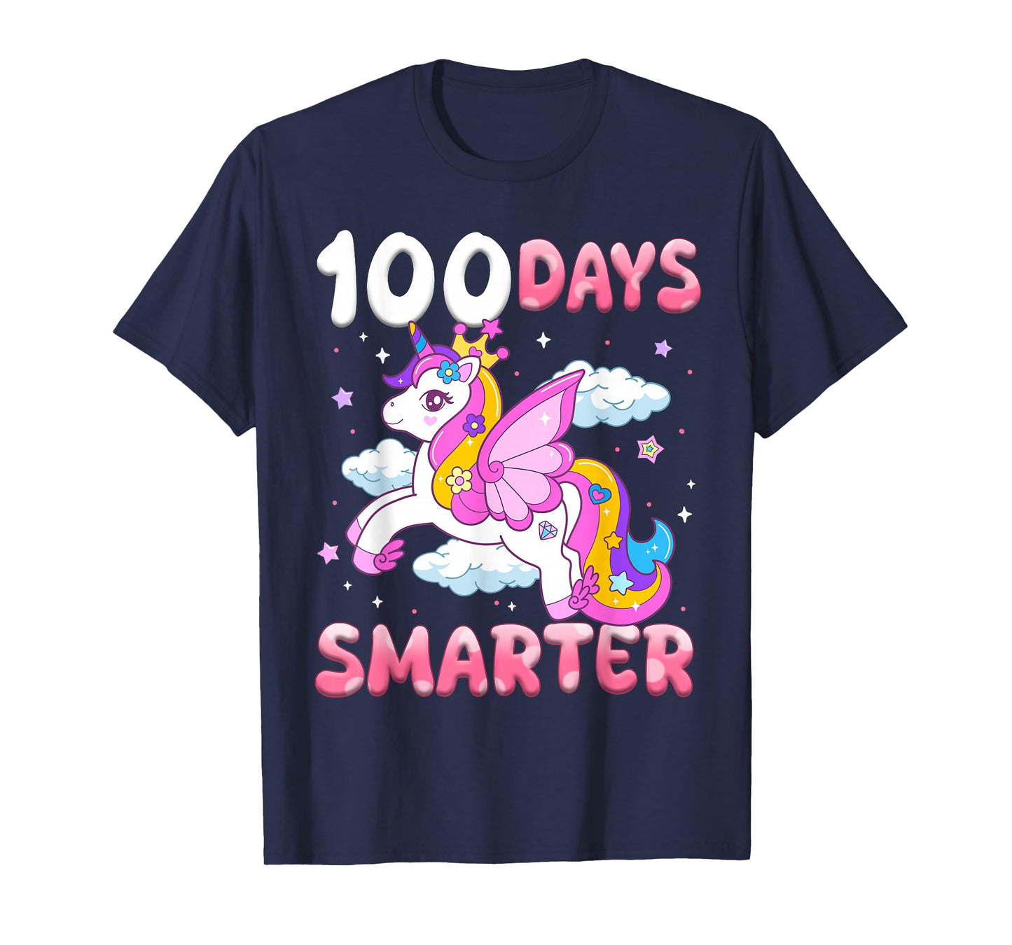 100th Day of School Cute Unicorn 100 Days Smarter Daughter T-Shirt