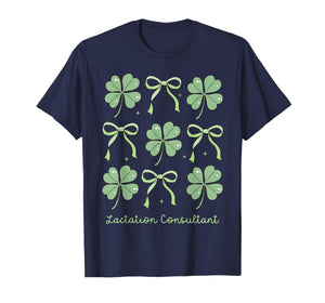 Coquette Bow Shamrock Lactation Consultant St Patrick's Day T-Shirt