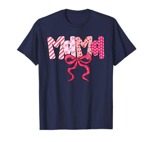 Mama Valentine Pink Coquette Bow Valentine's Day Mom T-Shirt
