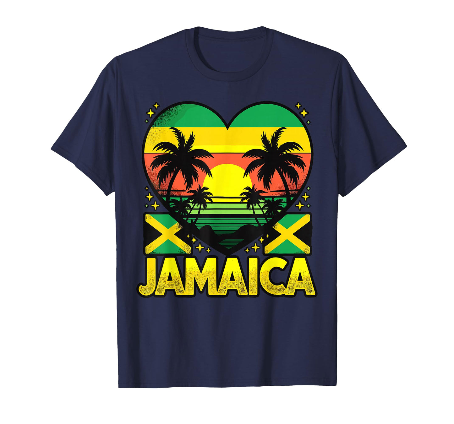 Jamaican Flag Heart Vintage Jamaica T-Shirt