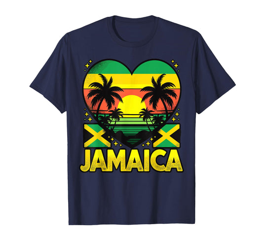 Jamaican Flag Heart Vintage Jamaica T-Shirt