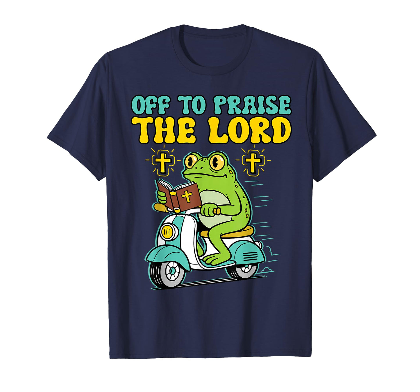 Funny Christian Frog Meme Off to Praise The Lord Religious T-Shirt
