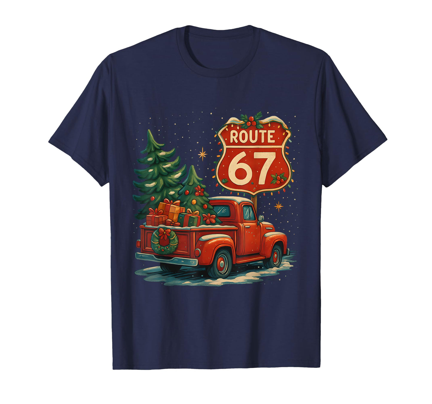 Route 67 Christmas Vintage Truck Holiday Tree T-Shirt