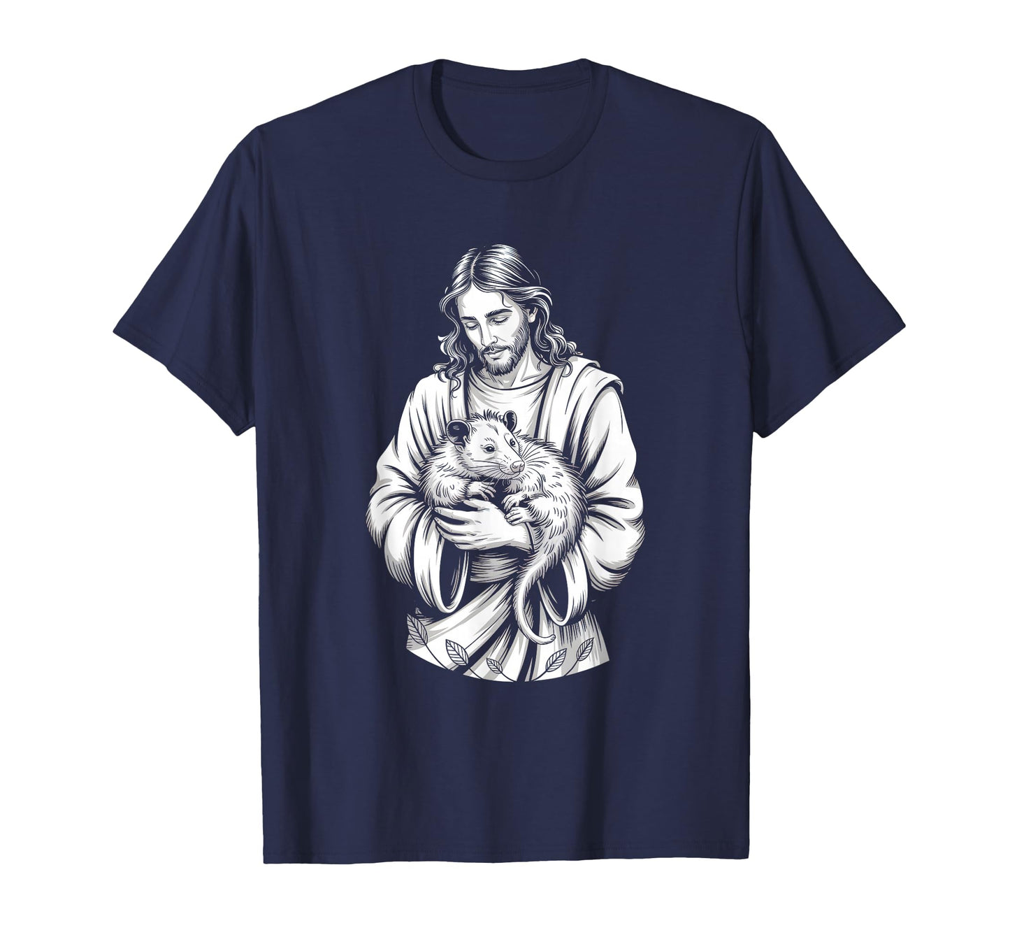 Jesus Holding Opossum Savior Animal Faith Wildlife Devotion T-Shirt