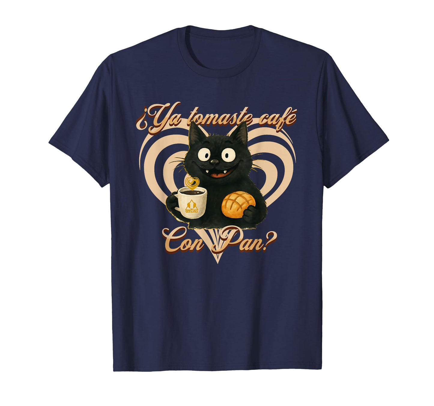 Cat, Coffee, and Sweet Bread. ¿Ya tomaste café con pan? T-Shirt