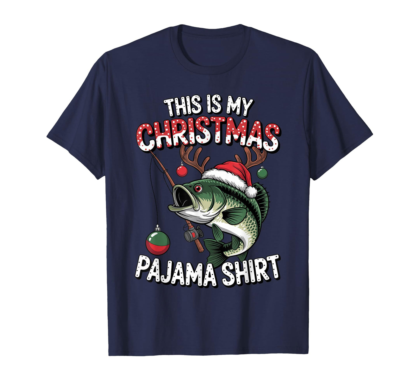 This is My Christmas Pajama Bass Fish Santa Hat Toddler Boys T-Shirt