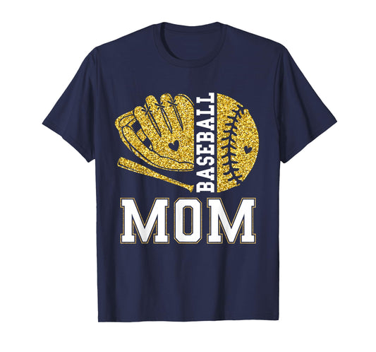 Baseball Mom Game Day Baseball Season Mama Girl Gold T-Shirt