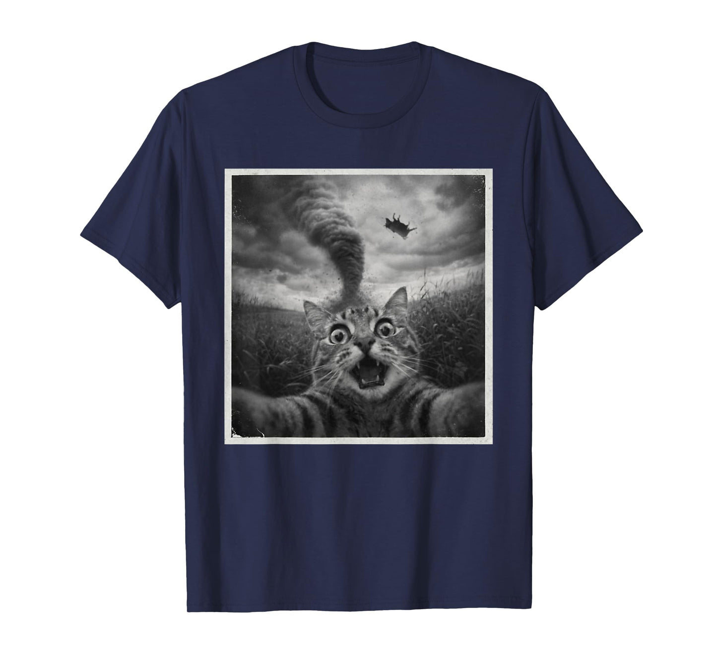 Cat Selfie with Disaster Tornado Sarcasm Funny Humor Meme T-Shirt