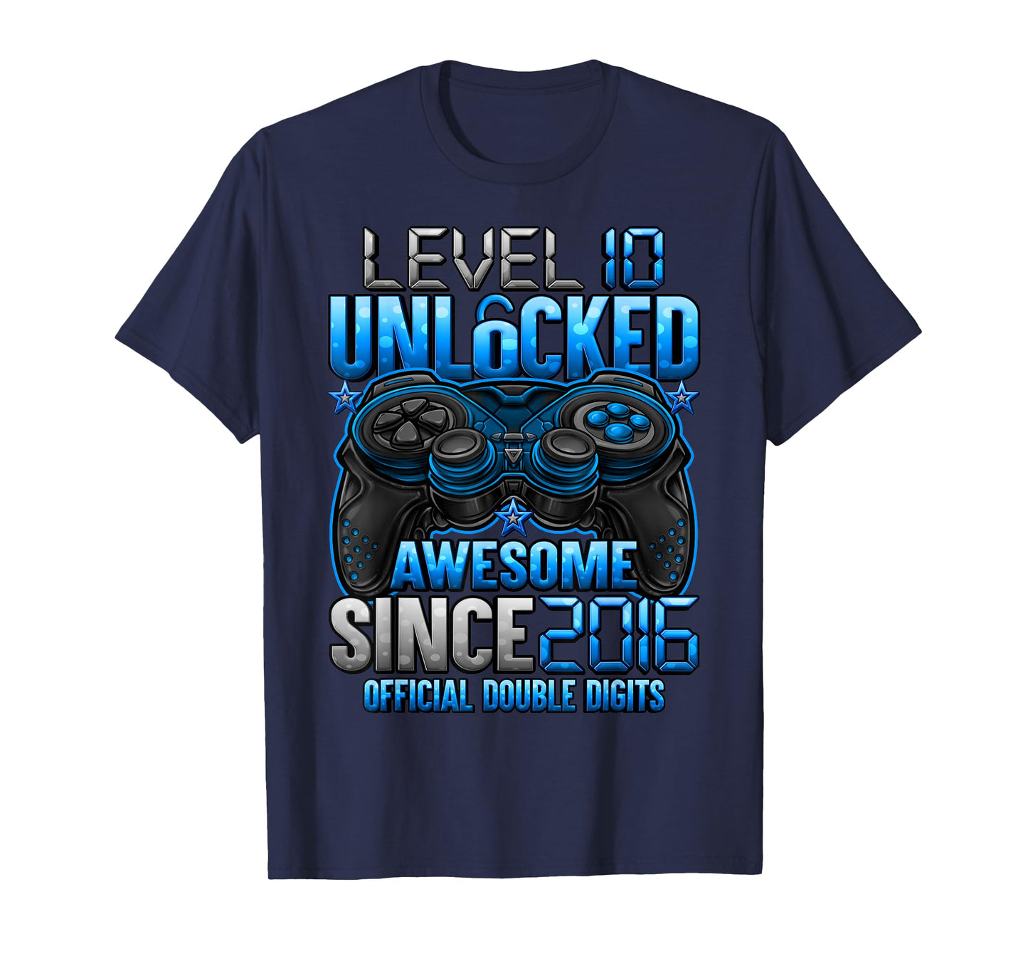 Official Double Digits Level 10 Unlocked 10th Birthday Boy T-Shirt