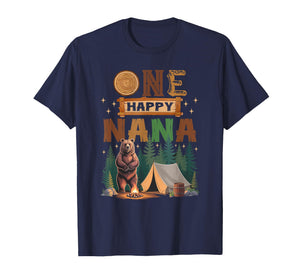 One Happy Nana Camper 1St Birthday Camping Bear T-Shirt