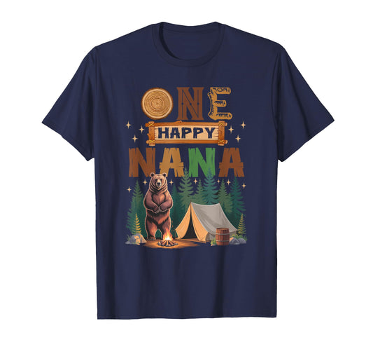 One Happy Nana Camper 1St Birthday Camping Bear T-Shirt