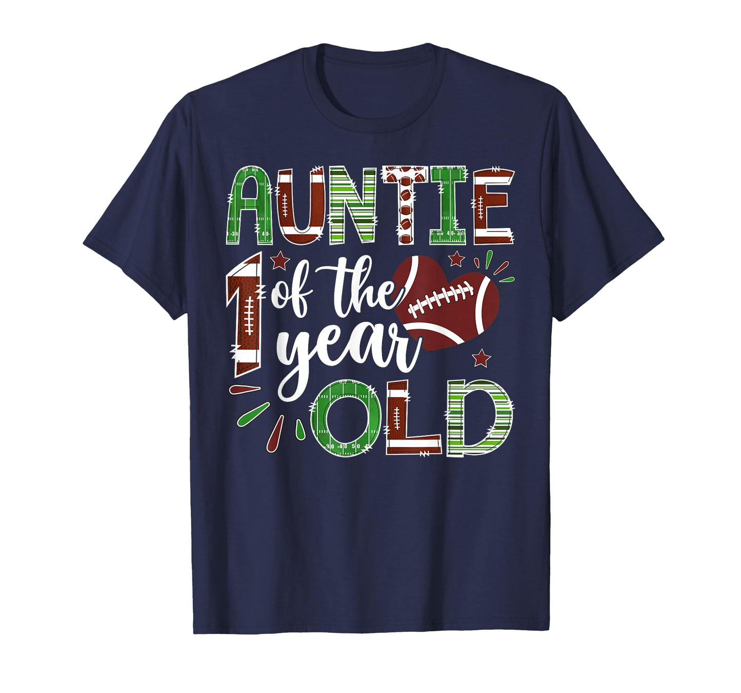 Auntie of The 1 Year Old Football First Birthday Boy T-Shirt