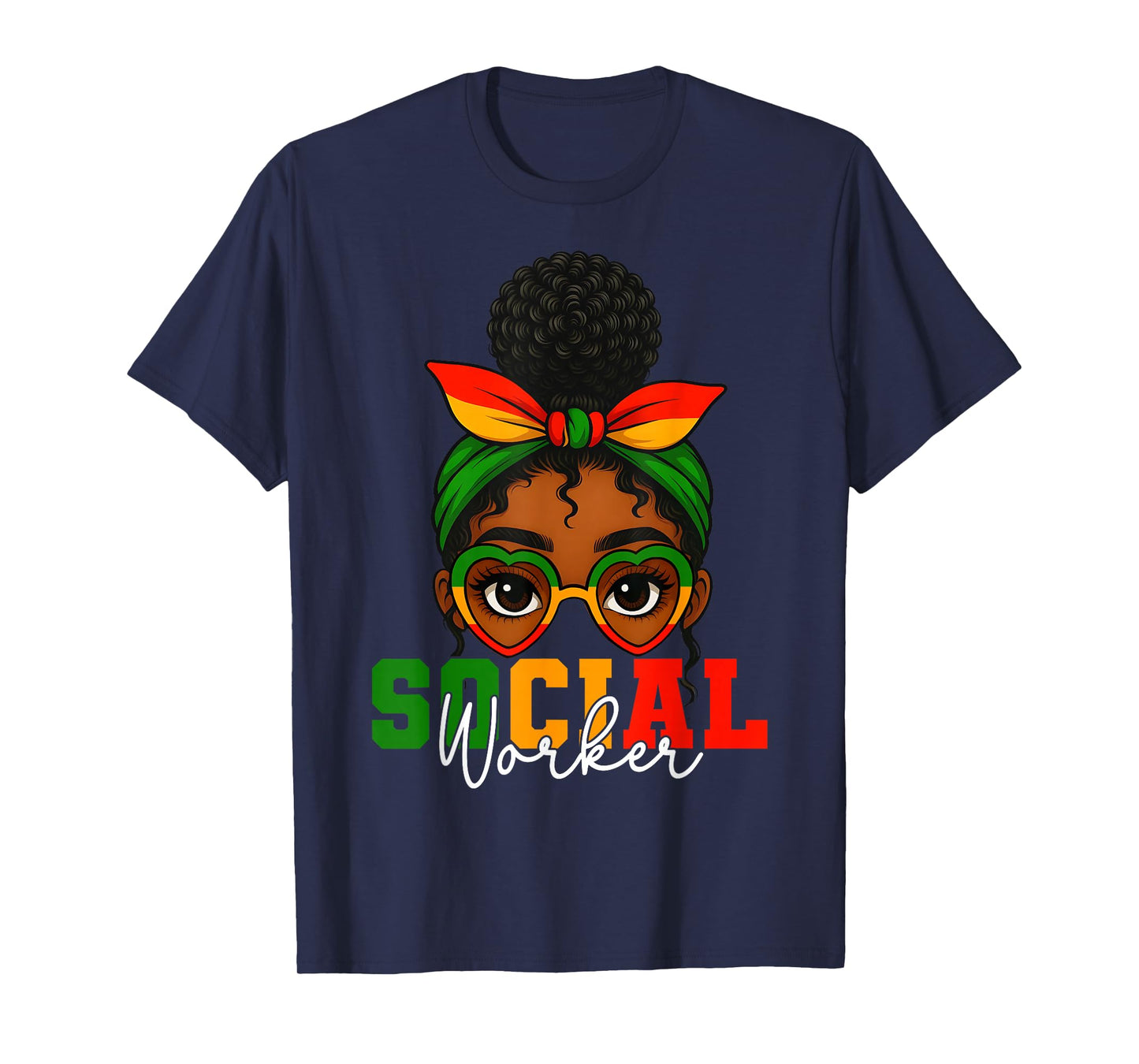 Social Worker Afro Girl Black History Month Flag Bandana T-Shirt