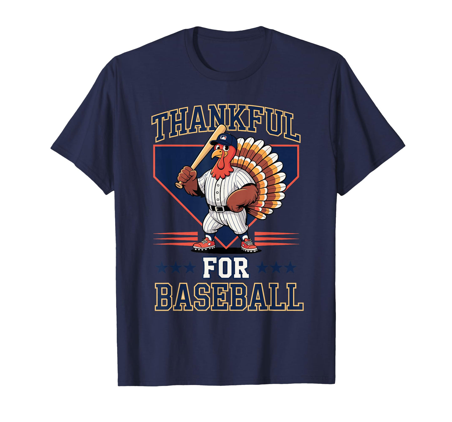Thankful for Baseball Turkey Thanksgiving Holiday T-Shirt