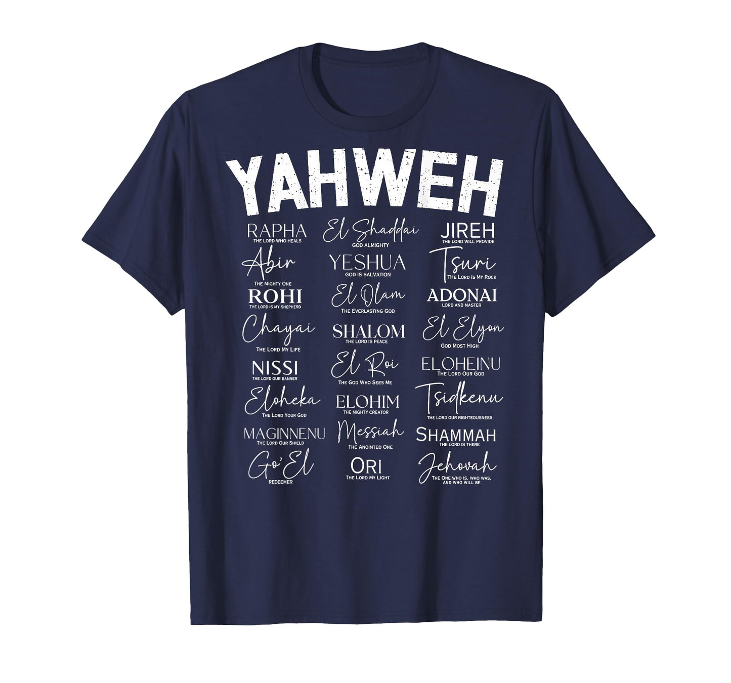 Hebrew Names of God Hebrew Jesus Christian (On Back) T-Shirt