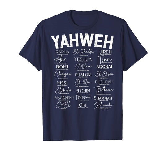 Hebrew Names of God Hebrew Jesus Christian (On Back) T-Shirt
