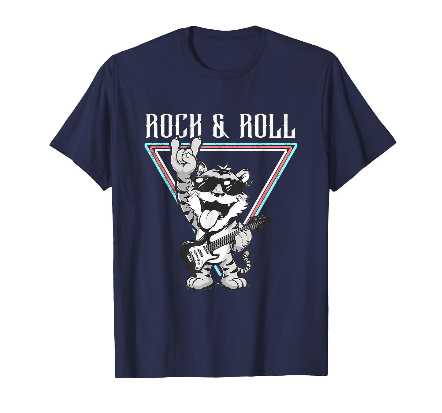 Rock & Roll Cool Tiger Playing Guitar T-Shirt
