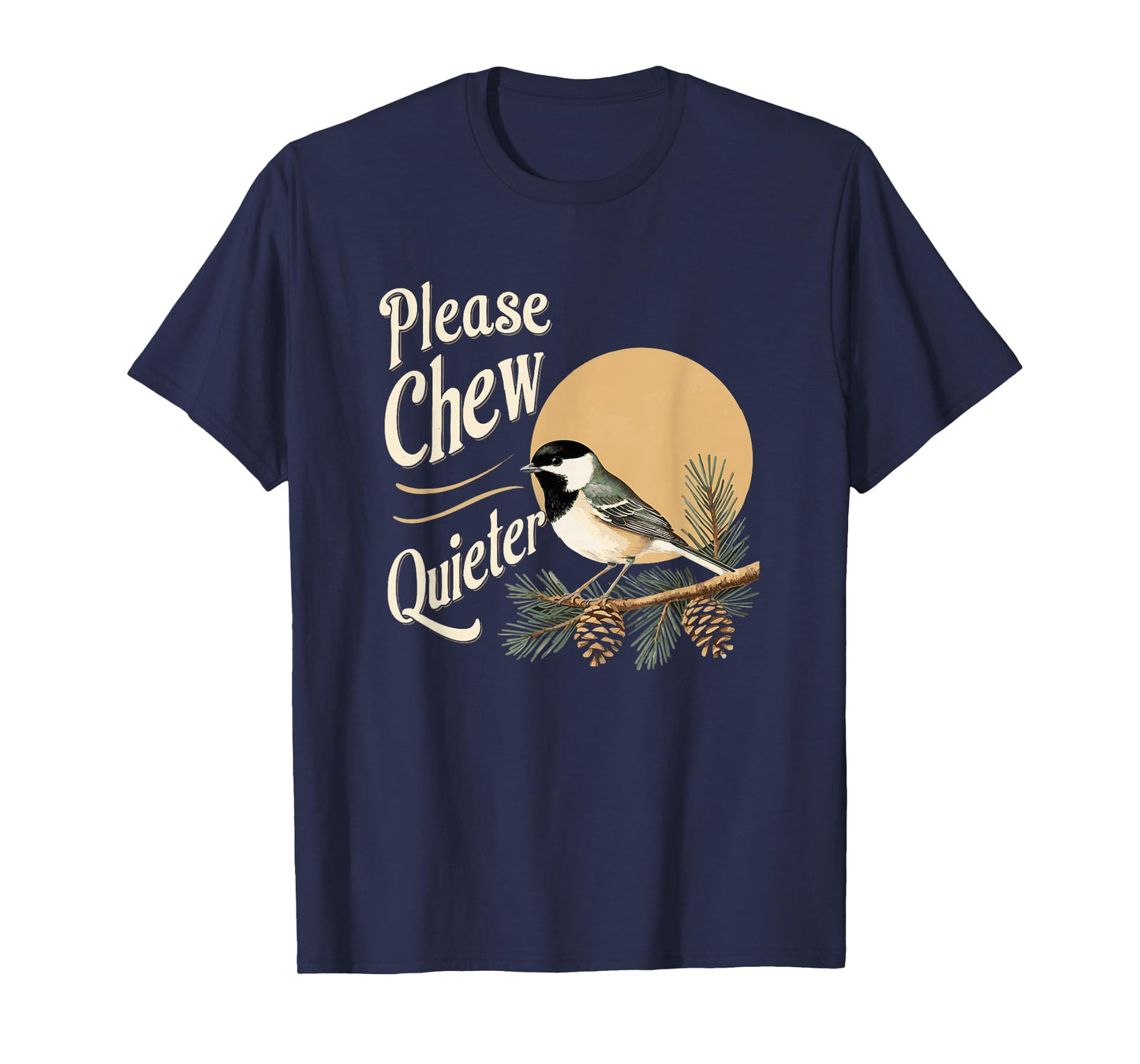 Please Chew Quieter Vintage Bird Groovy Design T-Shirt