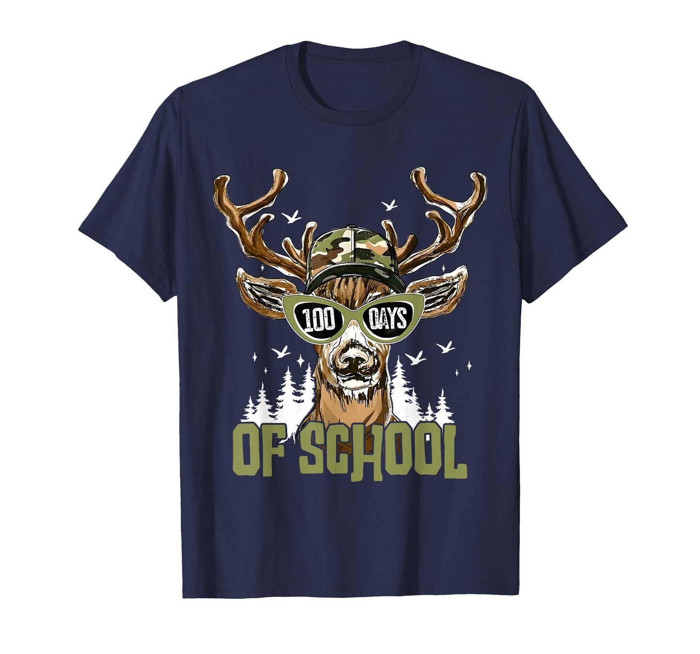 100 Days of School Funny Buck Deer Hunter Boy Girl Teacher T-Shirt