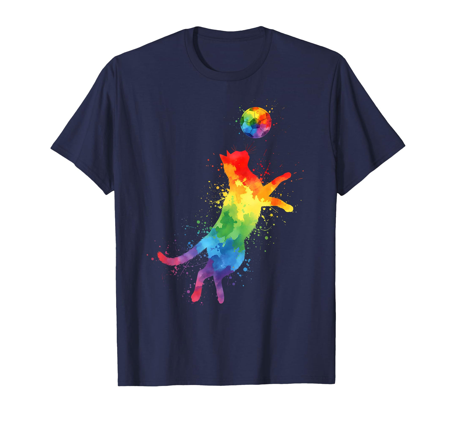Funny Cute Cat Playing Soccer T-Shirt