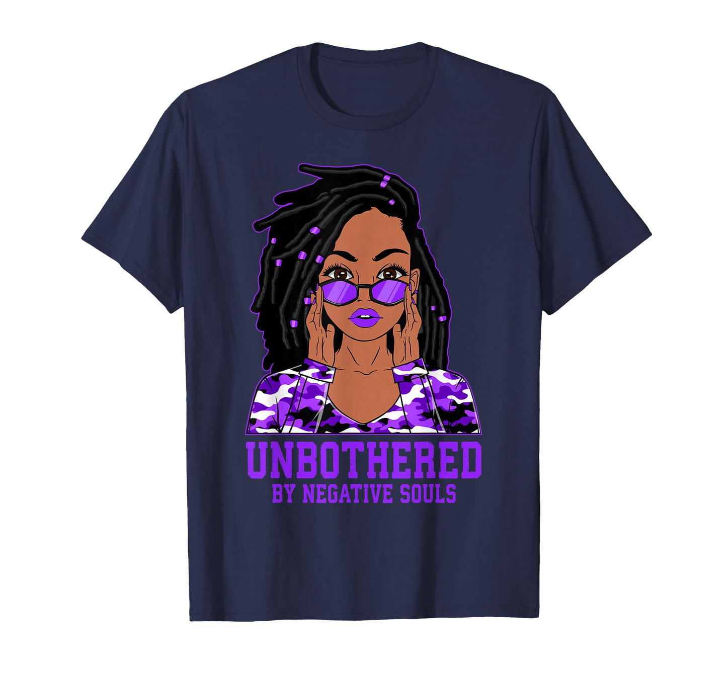 Unbothered Dreadlocks Loc'd Hair Black Woman Girl Camo T-Shirt