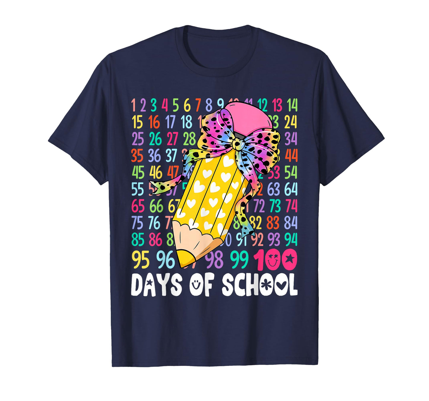 100 Days of School Girls Coquette Bow 100th Day of School T-Shirt