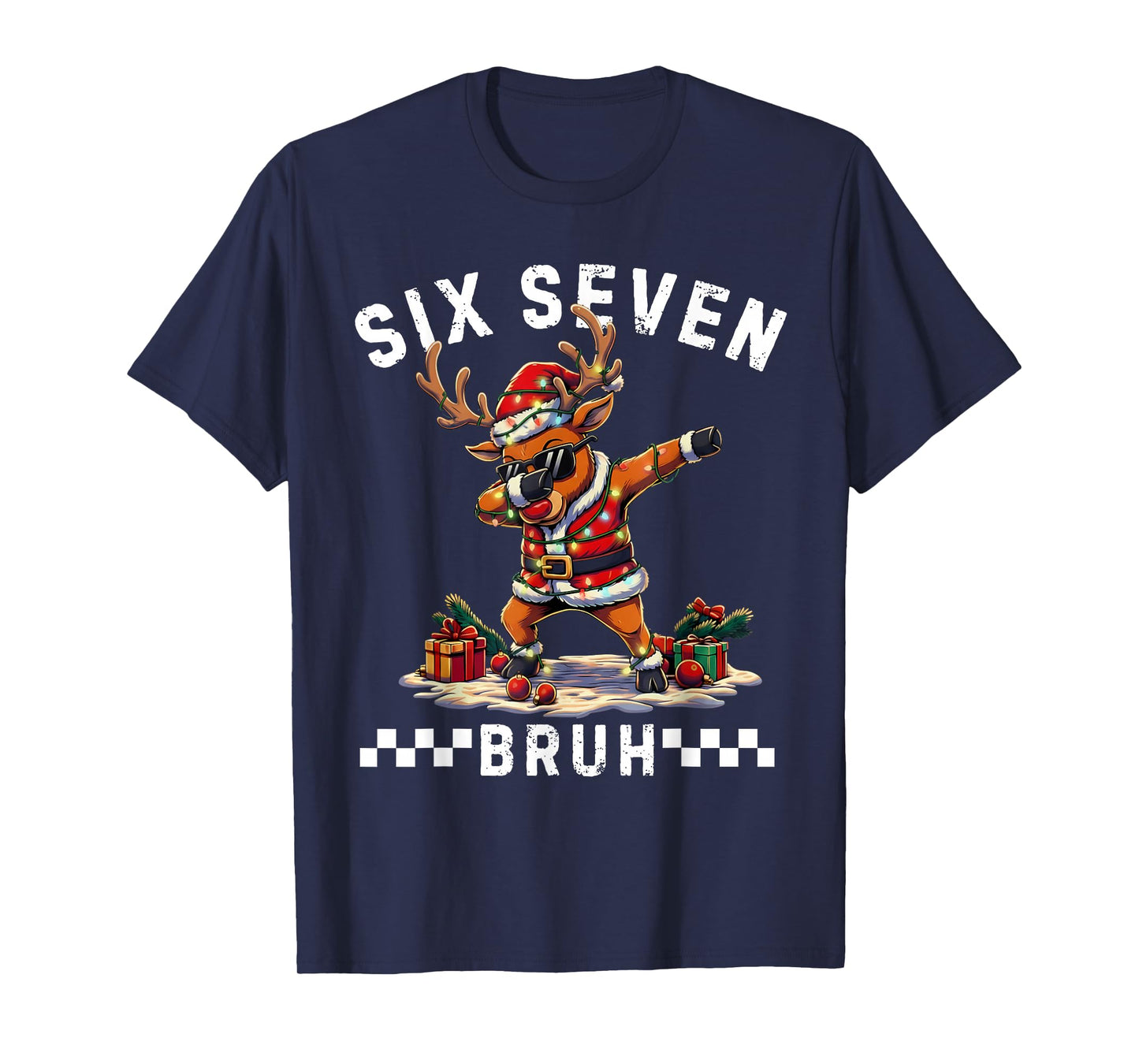 Funny 67 Christmas Six Seven Meme Dabbing Reindeer Boys T-Shirt