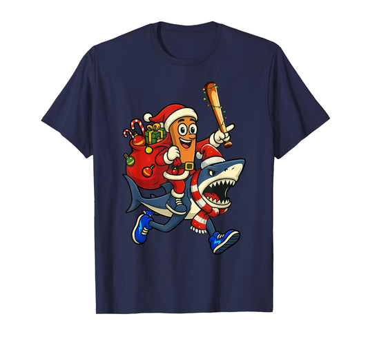 Funny Tung Tung Sahur Riding Tralala Xmas Italian Brainrot T-Shirt