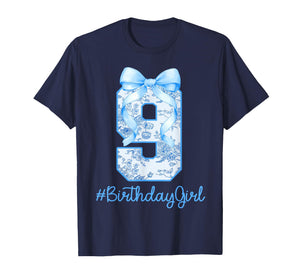 9 Year Old Birthday Girl Coquette Bow 9th Birthday T-Shirt
