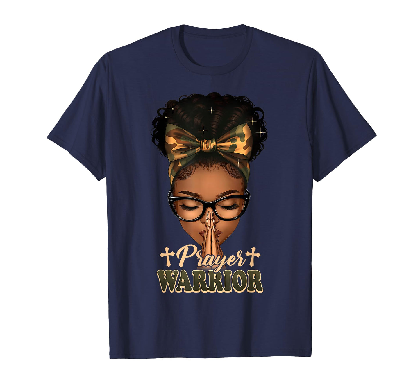Prayer Warrior Christians Camo African American Afro Women T-Shirt