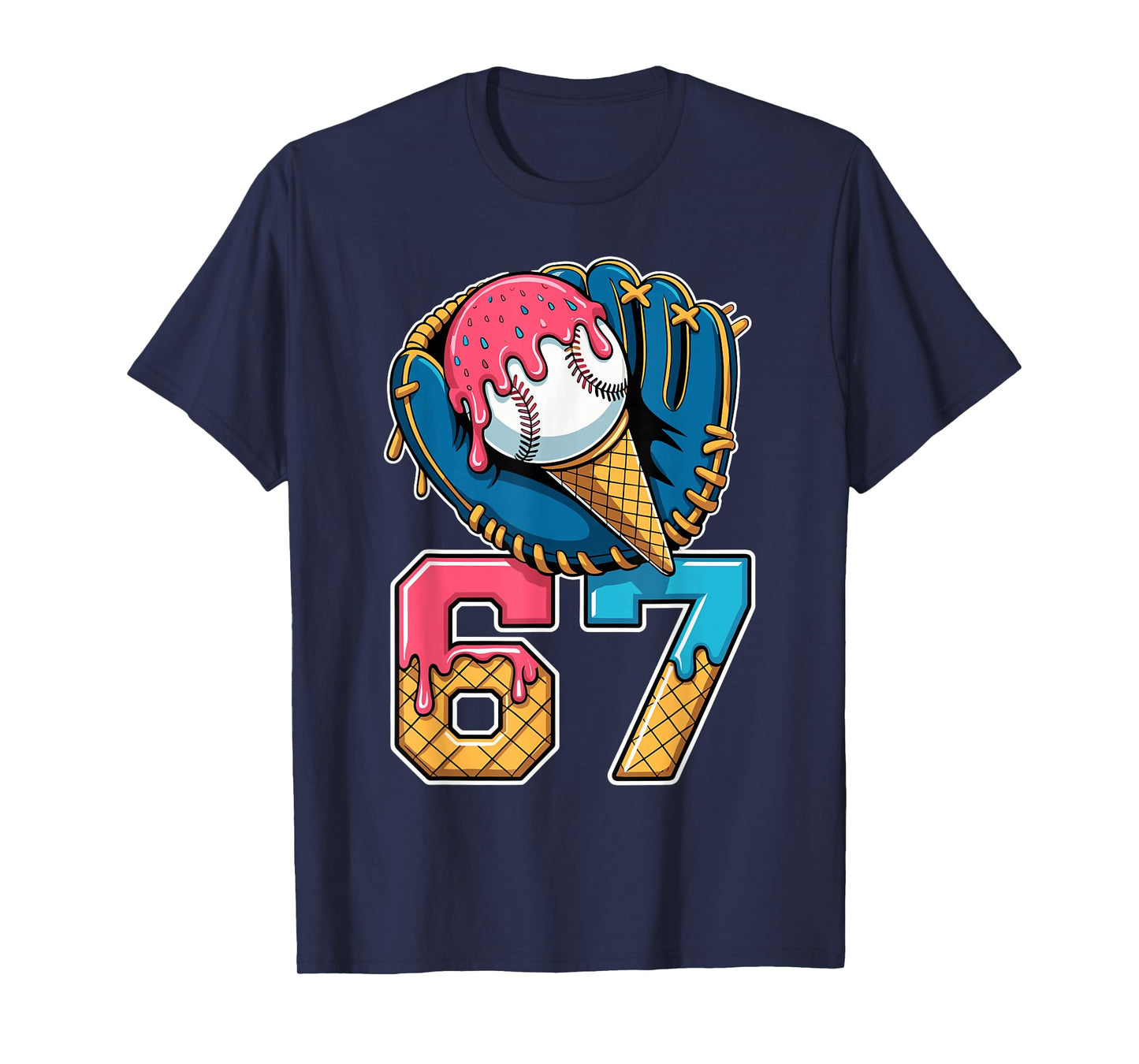 6 7 Baseball Ice Cream Drip Six Seven Gen Alpha Meme 67 T-Shirt
