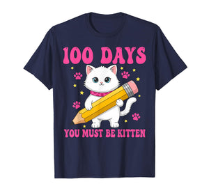 Kids 100 Days of School Cat for Girls 100th Day School Pink T-Shirt