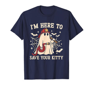 Save Your Kitty Funny Firefighter Fireman Halloween Costume T-Shirt