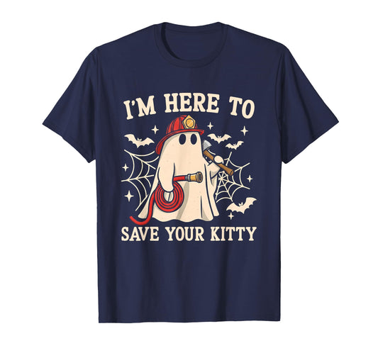 Save Your Kitty Funny Firefighter Fireman Halloween Costume T-Shirt