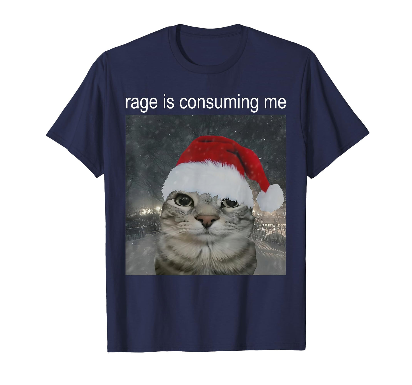 Rage Consumes Me Funny Christmas Cat Meme Women Men T-Shirt