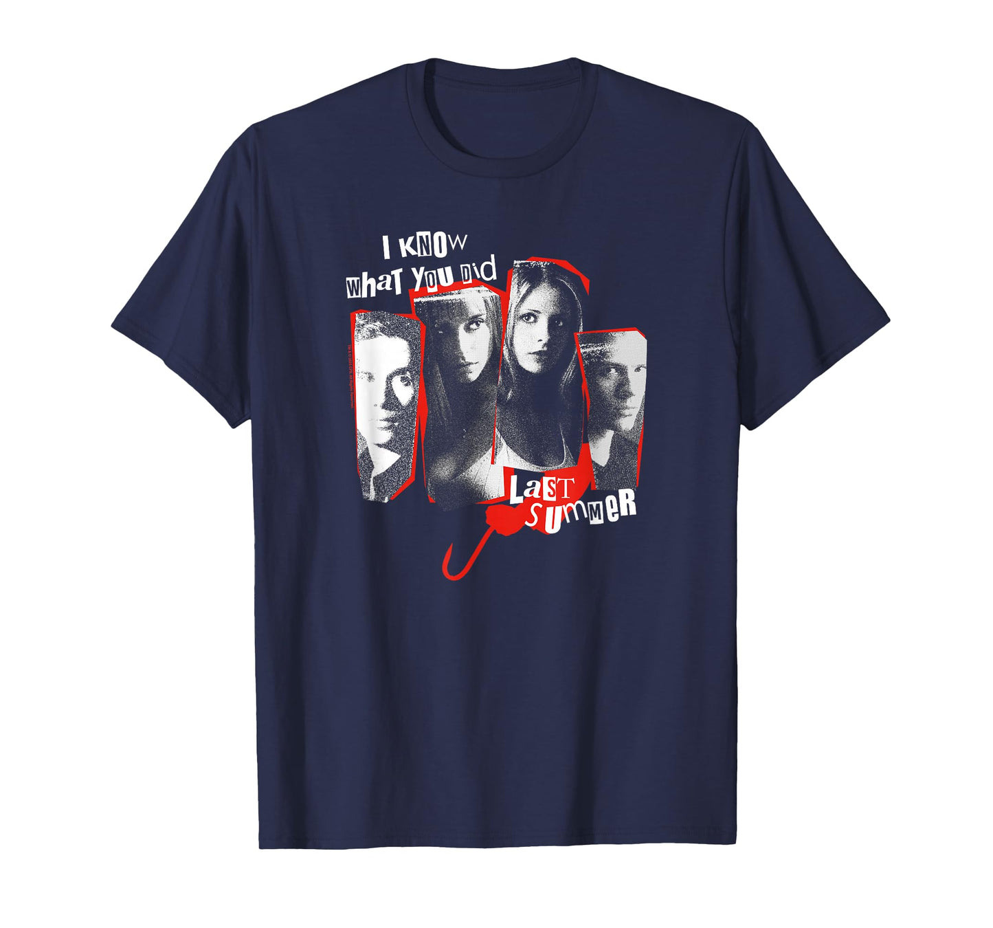 IKWYDLS Ripped Up Character Collage Retro Horror Movie T-Shirt