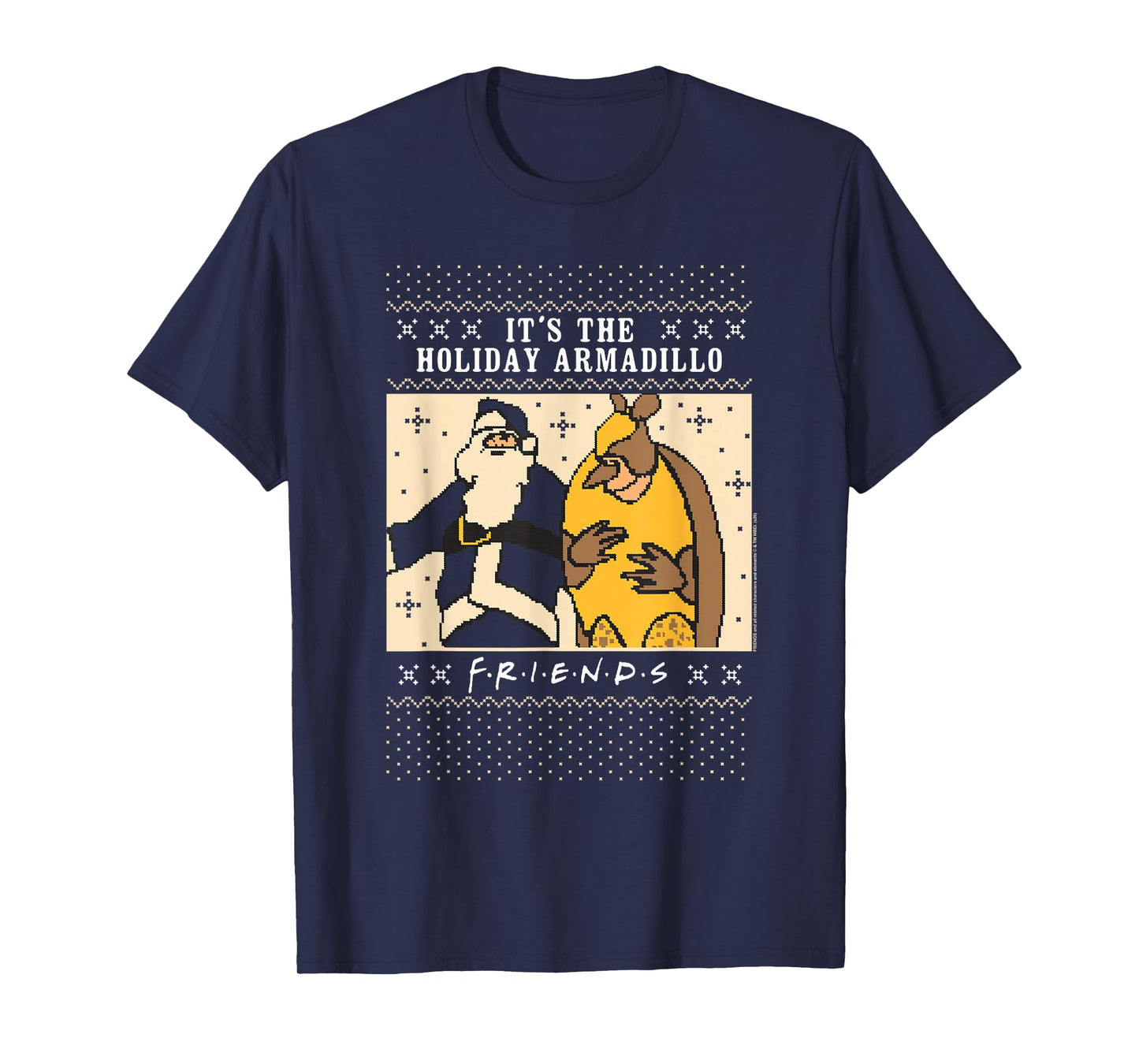 Friends Holiday Armadillo Sweater Print Christmas TV Show T-Shirt