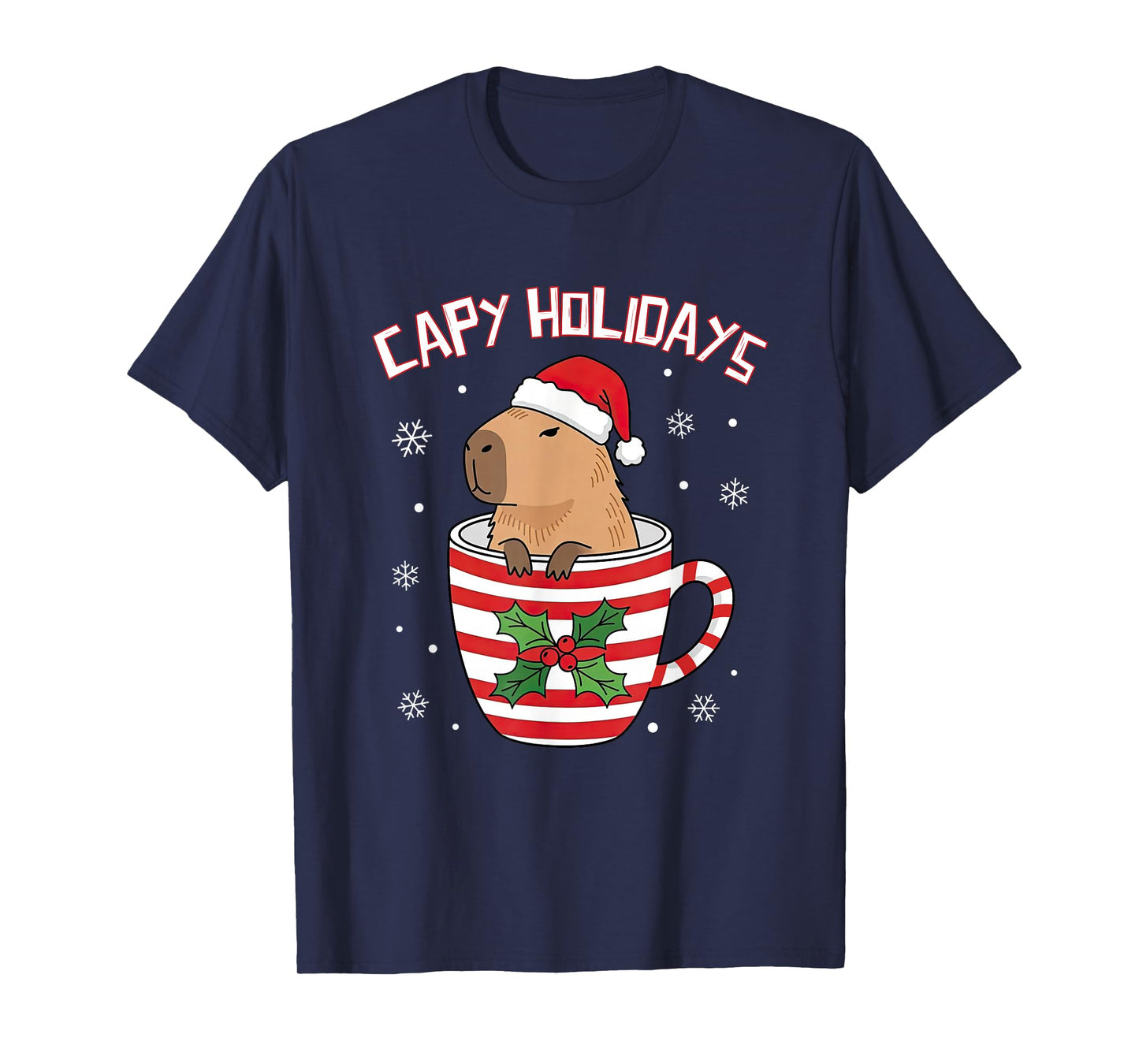Capy Holidays Christmas Capybara Santa Hat Xmas Boys Girls T-Shirt