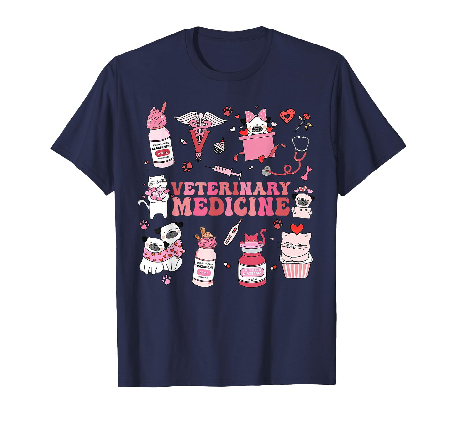 Retro Veterinary Medicine Valentine Veterinarian Vet Tech T-Shirt
