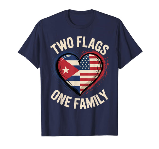 Two Flags One Family American Cuban USA Cuba America T-Shirt