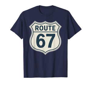 Retro Route 67 Highway Sign Vintage Road Nostalgia T-Shirt