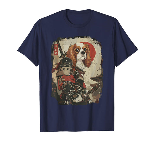 Samurai Cavalier King Dog Lover Vintage Mens Graphic T-Shirt