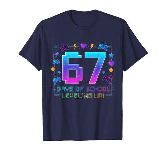 I Survived 67 Days of School Retro Gamer Level Up Teens Boys T-Shirt