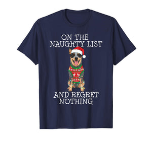 Funny Christmas Australian Cattle Dog Naughty List T-Shirt