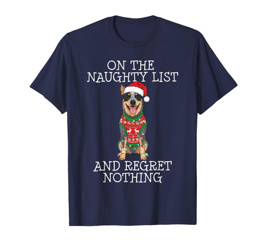 Funny Christmas Australian Cattle Dog Naughty List T-Shirt