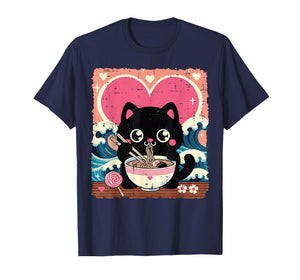 Valentines Day Cat Ramen Kawaii Japanese Girls Kids Women T-Shirt