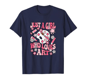 Just A Girl Who Loves Art Painting Artist Girls Kids T-Shirt