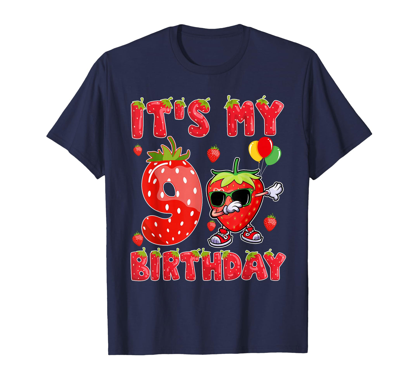 It's My 9th Birthday Girl Strawberry Theme 9 Year Old T-Shirt