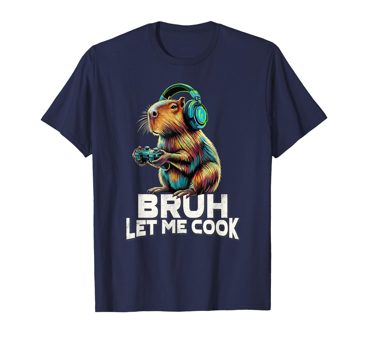 Boys Kids Video Gamer Let Me Cook Meme Lover Bruh Capybara T-Shirt