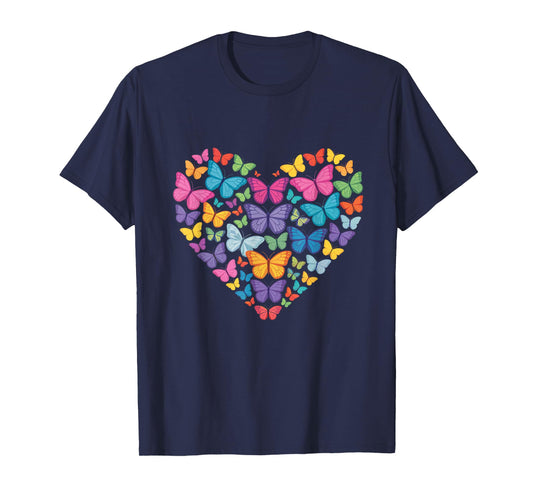 Colorful Butterfly Heart Cute Butterflies for Women Girls T-Shirt